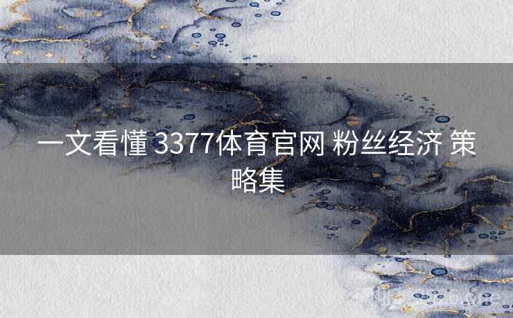 一文看懂 3377体育官网 粉丝经济 策略集 一文看懂 3377体育官网 粉丝经济 策略集